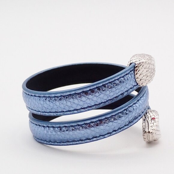 BVLGARI Logo Serpenti Forever Bracelet Blue Silver Italy Accessory 31RL216 - Picture 14 of 15